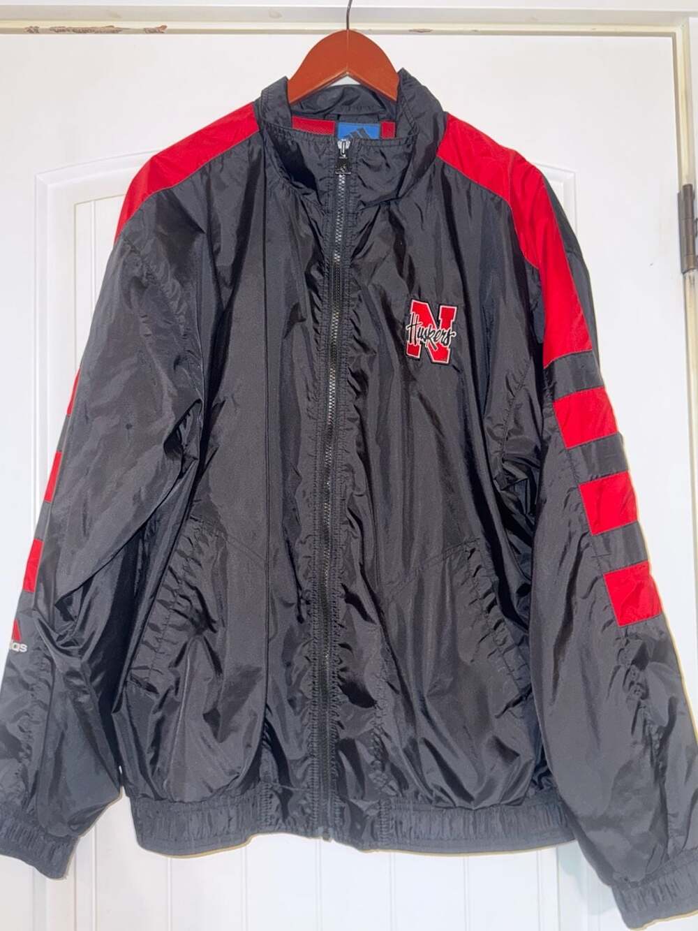 Nebraska Corn Huskers Windbreaker Pro Player Jacket Sz Large Preowned Black